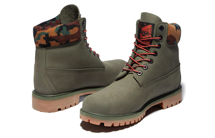 Timberland 6 Inch Premium Boot 'Dark Green Nubuck with Camouflage Collar' A2KC5A58