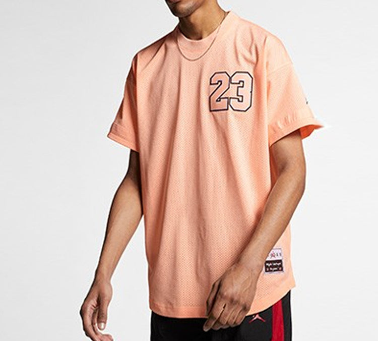 Men's Air Jordan 23 Flight Mesh Jersey T-Shirt Pale Pinkish Gray AO2827-814