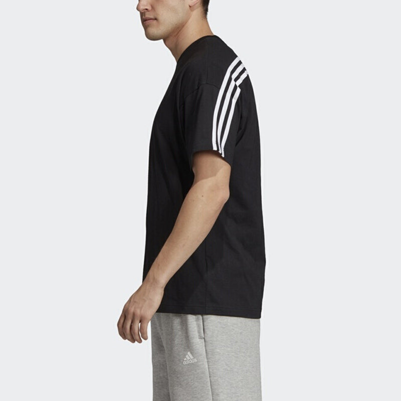adidas M Mh 3S Tee Stripe Sports Training Round Neck Short Sleeve Black EB5277