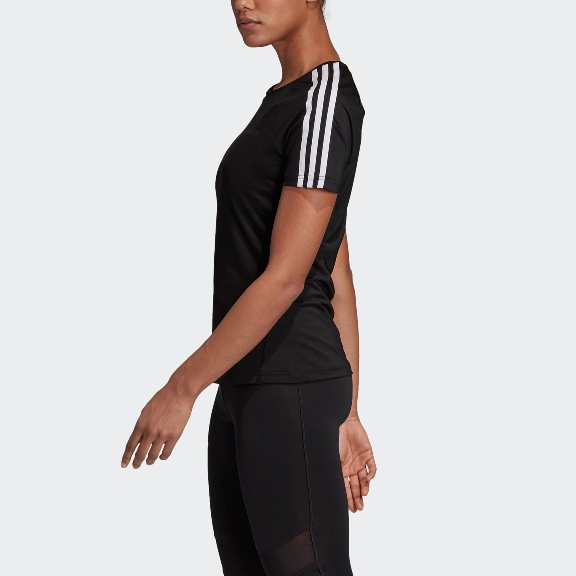 (WMNS) adidas Design 2 Move 3-Stripe T-Shirt Asia Sizing 'Black' EH8722