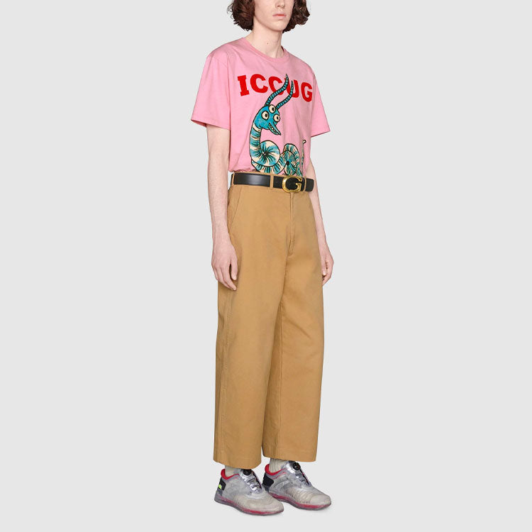 Gucci x Freya Hartas FW21 Crossover animal Printing Short Sleeve Pink 548334-XJDJW-5904