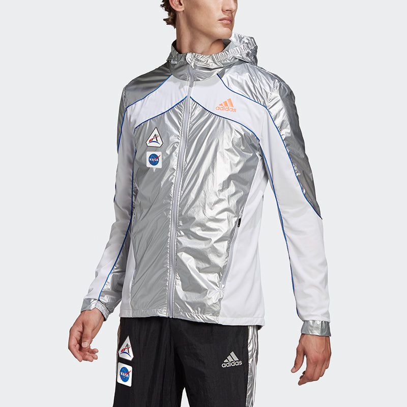 adidas Space Jkt M Casual Running Sports Hooded Jacket Silver GK8816