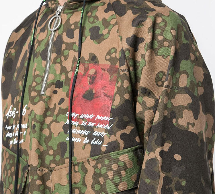 Off-White MONALISA Printing Zipper Hooded pullover Men Camo OMEA175S19D070059920
