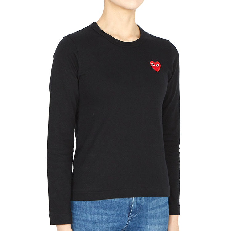 (WMNS) COMME des GARCONS PLAY Logo Long Sleeves Tee 'Black' AZ-T117-051-1