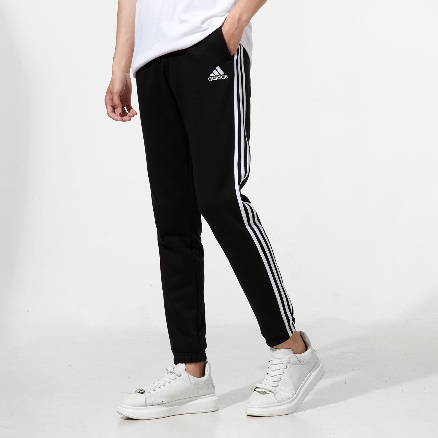 Men's adidas 3s Fl Te Pt Casual Sports Running Side Stripe Long Pants/Trousers Black GK8822