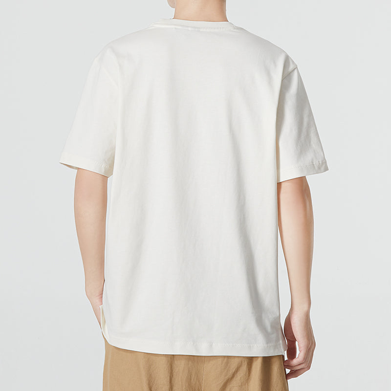 Men's adidas Solid Color Logo Printing Pocket Athleisure Casual Sports Round Neck Short Sleeve White T-Shirt HM2961