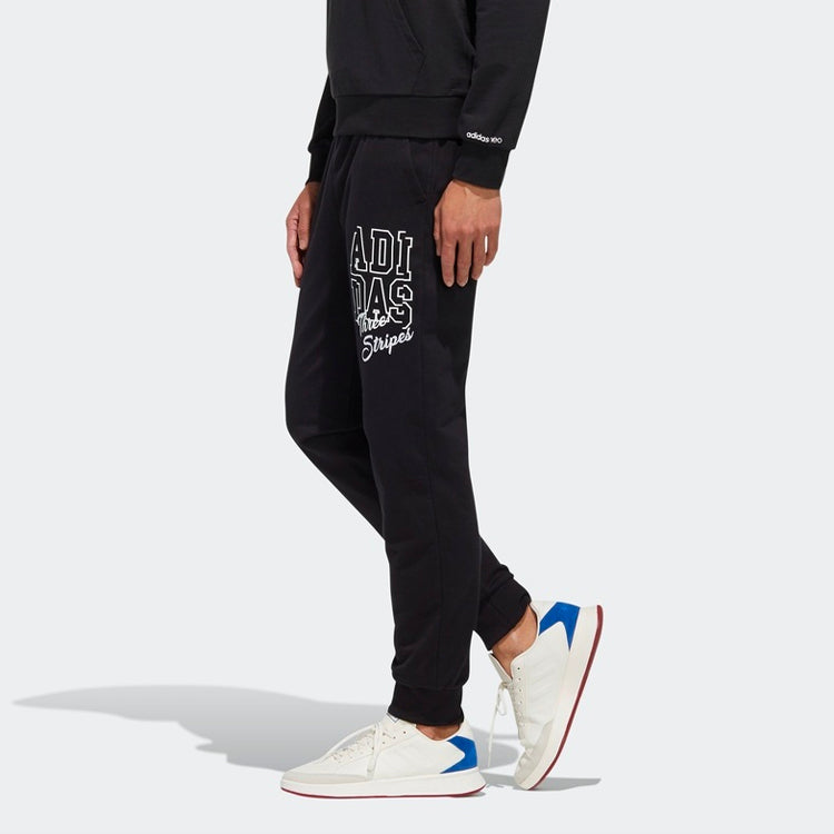 adidas neo Lacing Printing Sports Pants Black EI6277