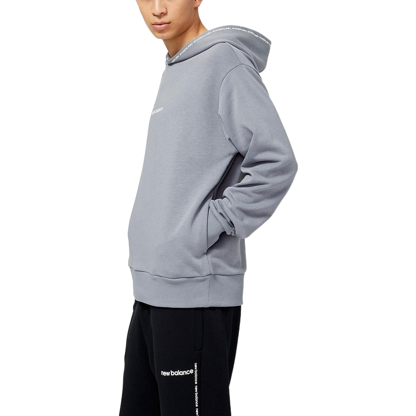 New Balance Essentials Magnify Linear Graphic Hoodie Asia Sizing 'Gunmetal' MT23516-GNM