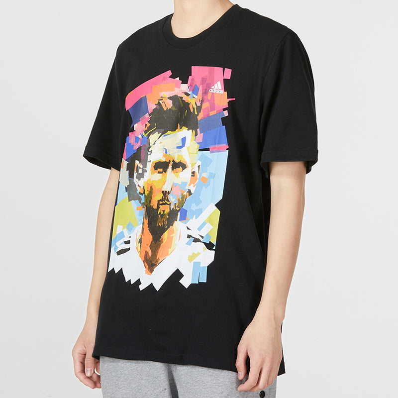 adidas M Messi G T Character Alphabet Numeric Printing Soccer/Football Sports Short Sleeve 1 0 Black HA0931