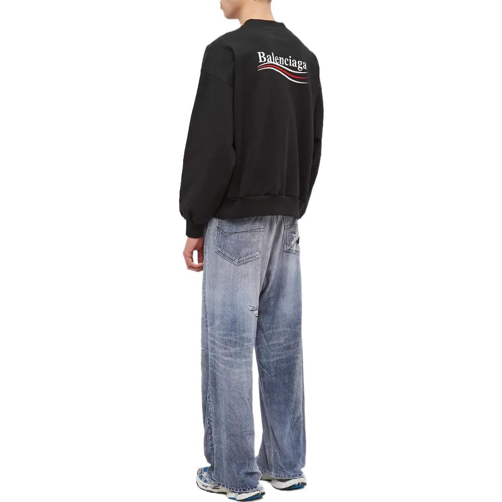 Balenciaga Political Campaign Crewneck Sweater 'Black' 697869TKVI91070