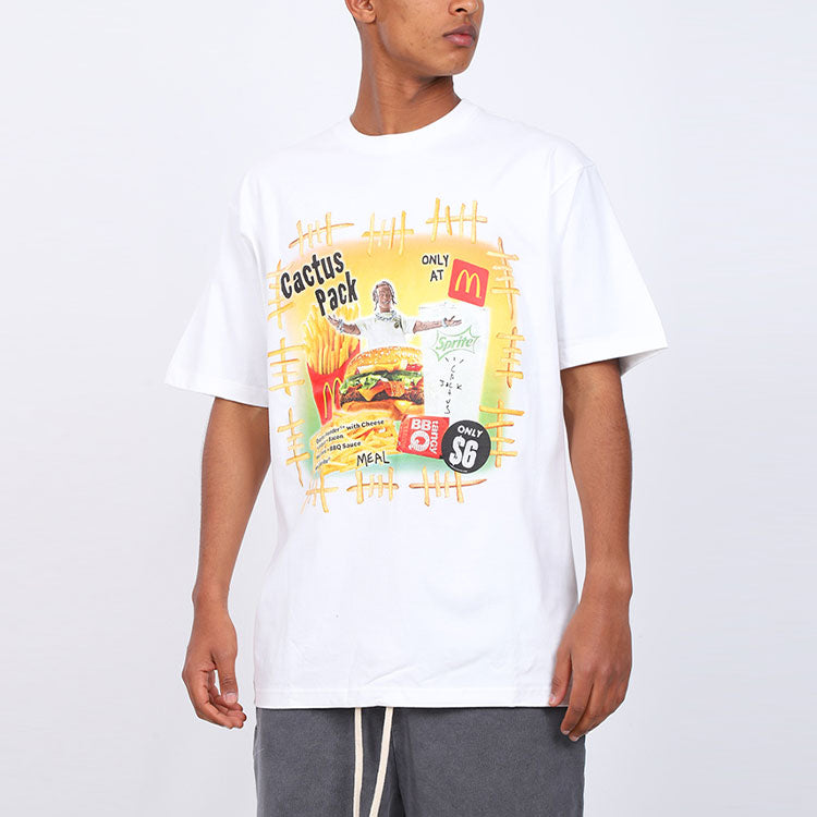 Men's Travis Scott x Mcdonald Crossover Fries Alphabet Short Sleeve White T-Shirt TC-259