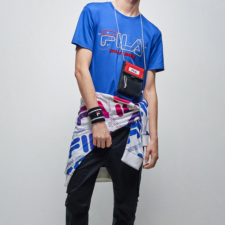 FILA Geometry Numeric Subject Printing Short Sleeve Blue F11M038110F-RB