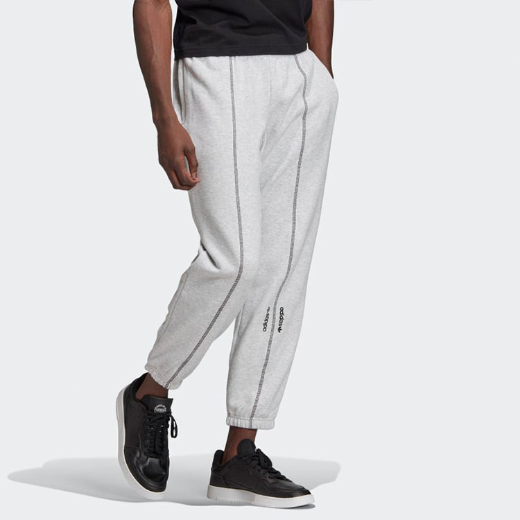 Men's adidas originals Embroidered Logo Solid Color Bundle Feet Sports Pants/Trousers/Joggers Gray GD9304