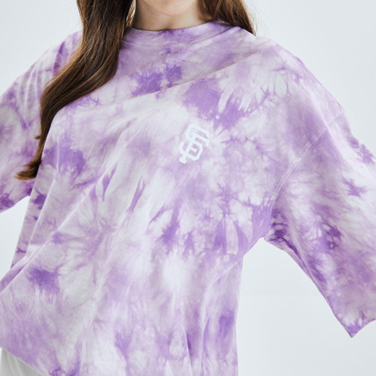 MLB San Francisco Giants Tie Dye Big Logo Loose Short Sleeve Unisex Blue Purple 31TSA3031-14V