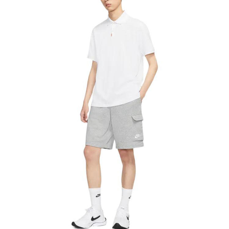 Men's Nike Solid Color Logo Embroidered Half-Fastening Pullover Short Sleeve White Polo Shirt DB3264-100
