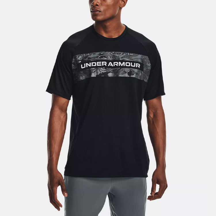 Men's Under Armour 2.0 Boxed Casual Alphabet Printing Training Sports Short Sleeve Black 1366479-001