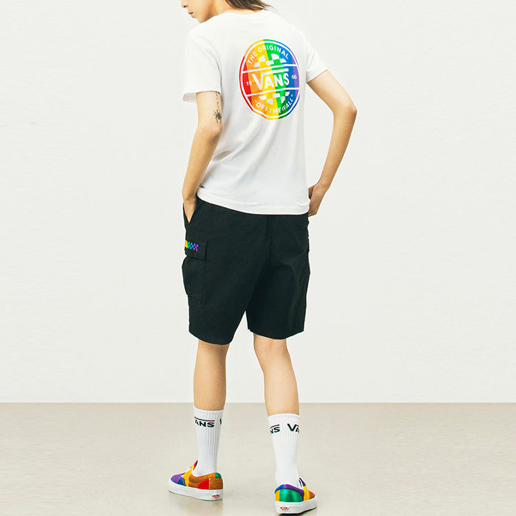 (WMNS) Vans Rainbow Alphabet Printing Round Neck Short Sleeve White VN0A5EUQWHT