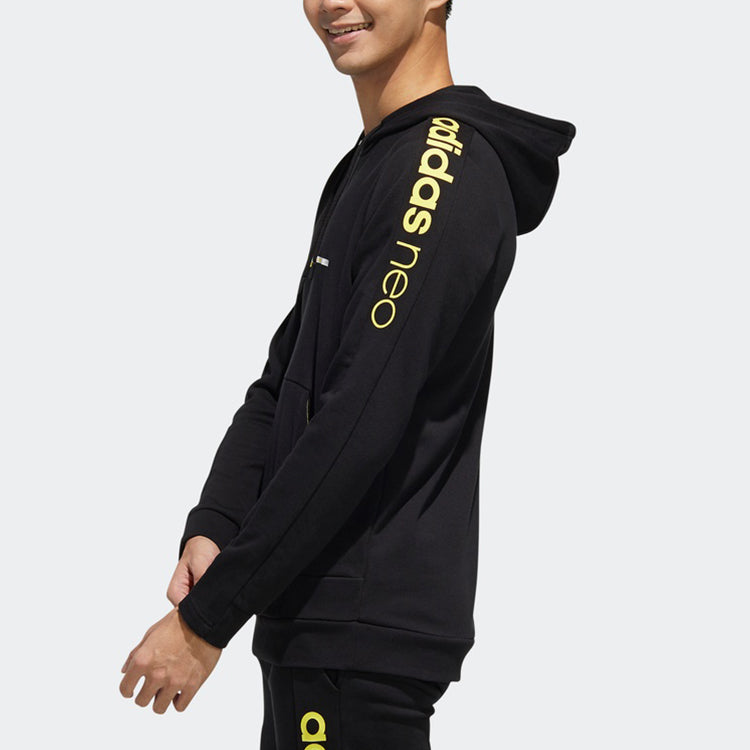 adidas neo M Faves Hd 1 logo Printing Casual Sports Pullover Black FP7861