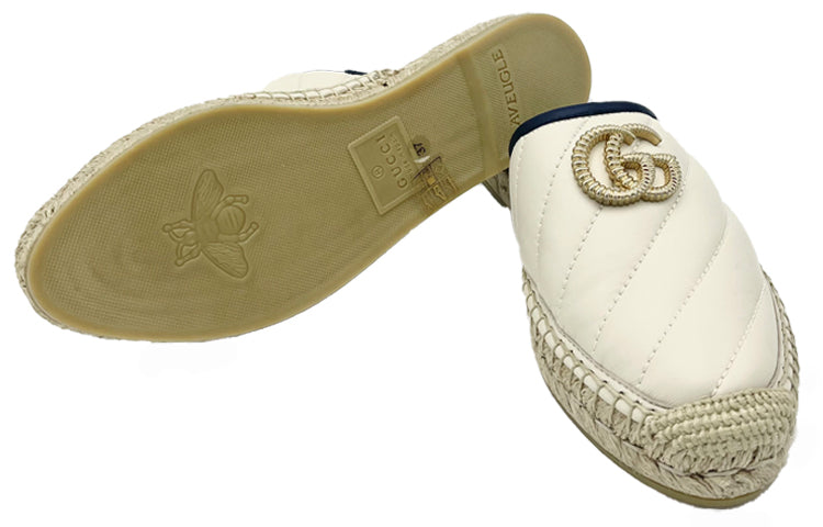 (WMNS) Gucci Leather Espadrilles With Double G Slides 'White' 628565-BKO60-9087
