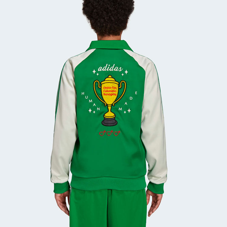 adidas originals x HUMAN MADE Crossover Casual Sports Reversible Side Stripe Stand Collar Jacket Green GV4343