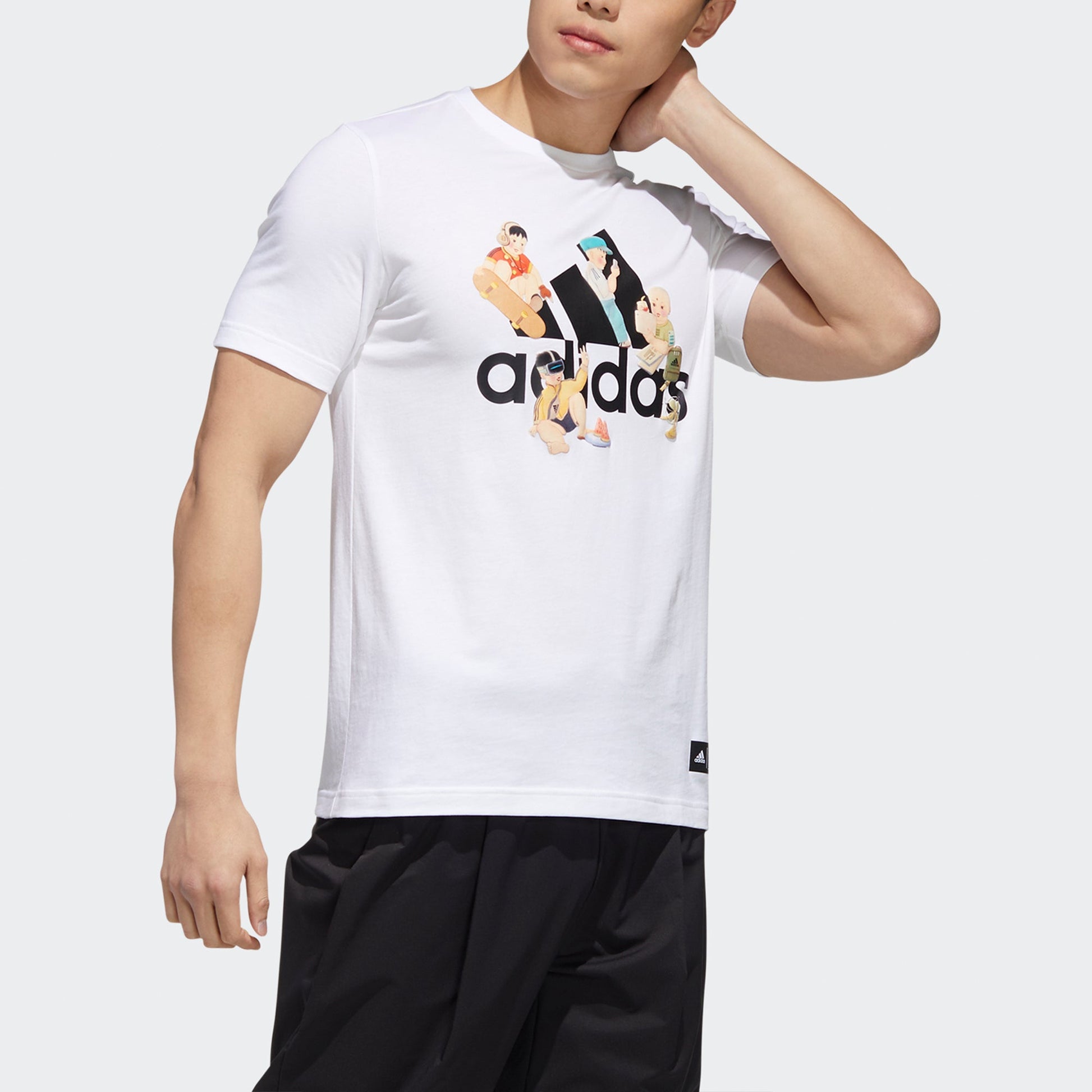 adidas Shanghai Tee Logo Printing Sports Round Neck Short Sleeve White GL0399