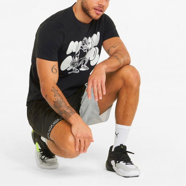 PUMA Qualifier Basketball Short Sleeve T-Shirt 'Black White' 532106-12