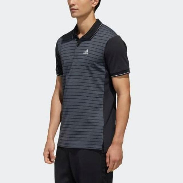 adidas Tennis Sports Stripe Short Sleeve Polo Shirt Gray FK1415