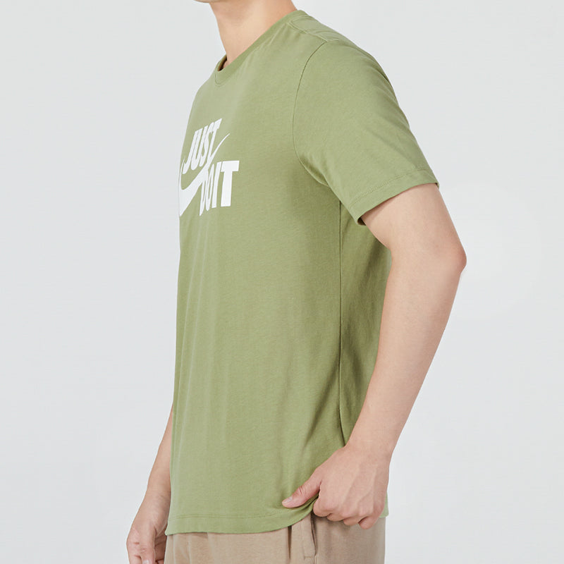Men's Nike Large Alphabet Logo Printing Breathable Round Neck Casual Sports Short Sleeve Green T-Shirt AR5007-334