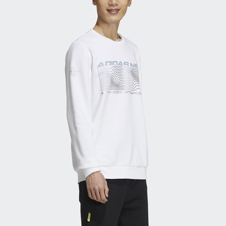 adidas neo M Ss Nn Swt 2 Printing Casual Sports Long Sleeves Round Neck White GQ7060