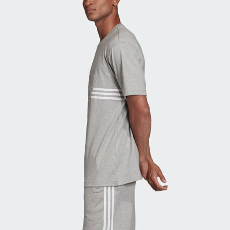 adidas originals Logo Loose Round Neck Short Sleeve Gray ED4699