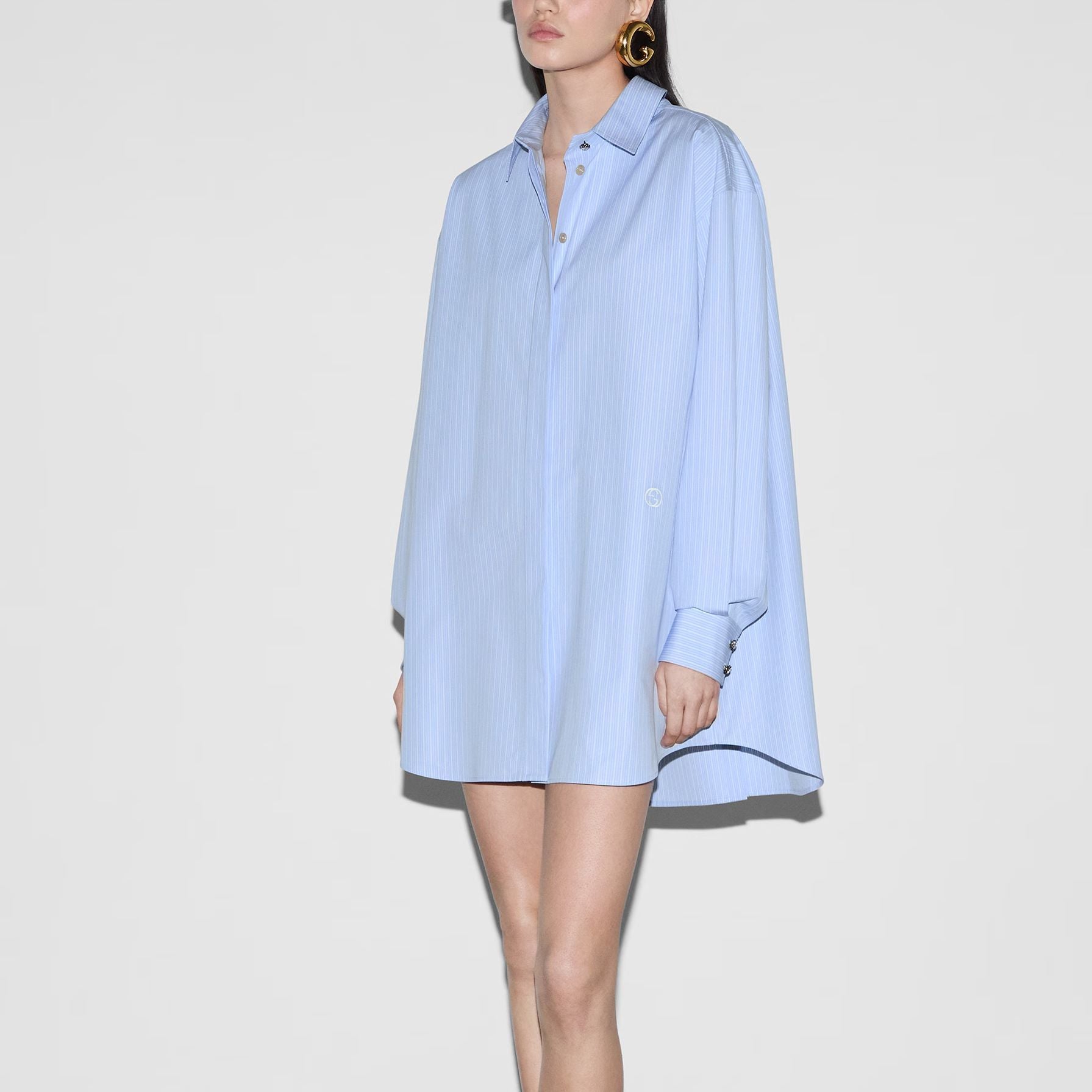 (WMNS) Gucci Striped Heavy Cotton Poplin Shirt 'Light Blue' 779330-ZAP4O-4337
