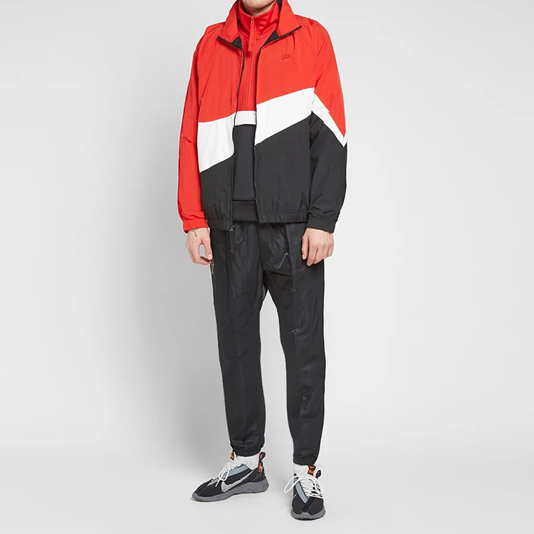 Nike Large Swoosh Zipper Jacket Black White Red AR3132-657