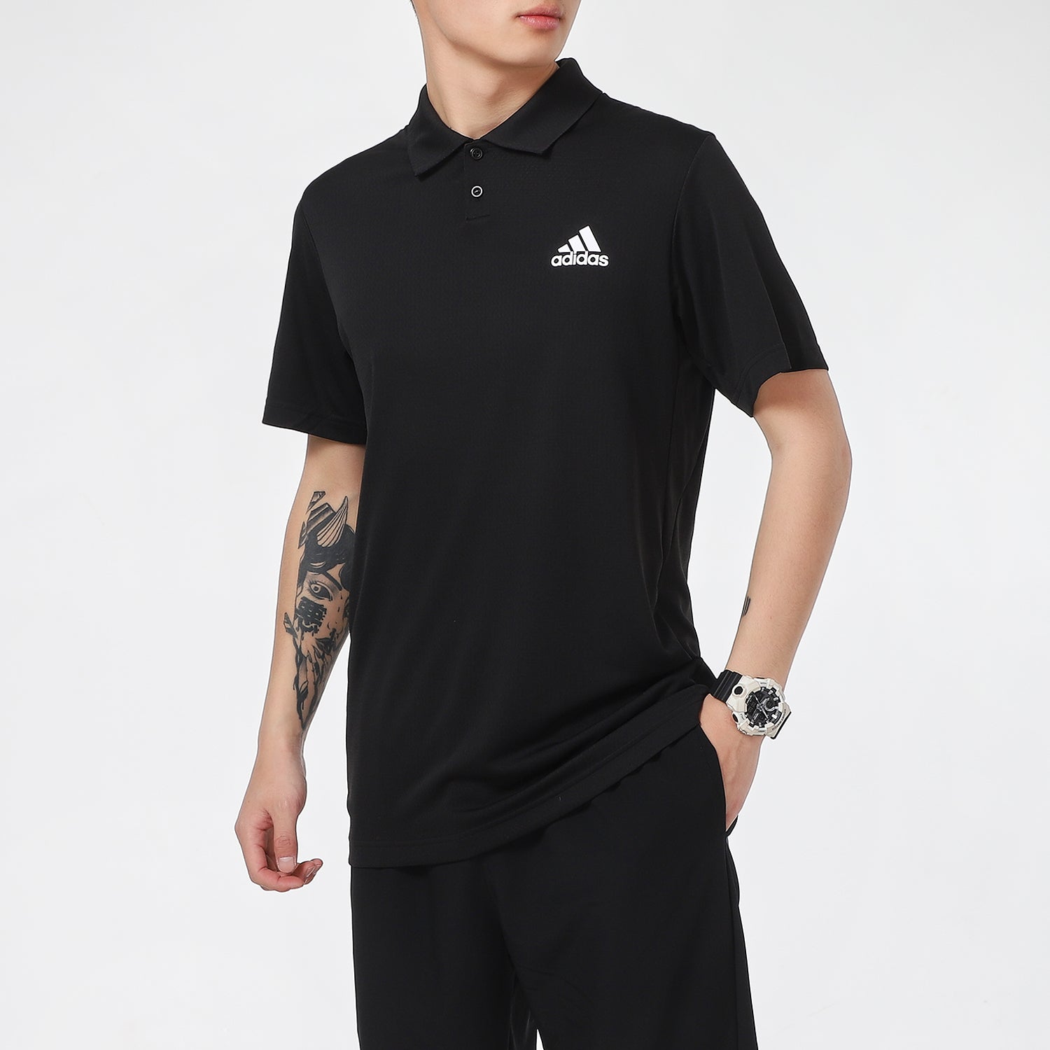 adidas Tennis Sports Training Short Sleeve Polo Shirt Black GH7670