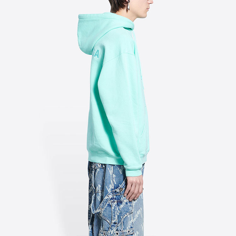 Balenciaga Logo Hoodie Medium Fit 'Terquesa' 600583TLVB83062