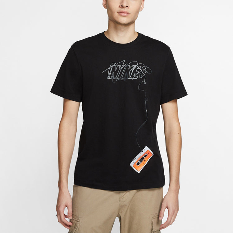 Nike SB Sports Skateboard Printing Pattern Round Neck Pullover Short Sleeve Black CD2085-010