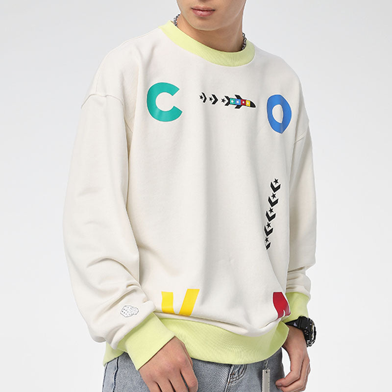 Converse Sports Contrast Letter Print Crew Neck Sweatshirt Asia Sizing 'White' 10022414-A02