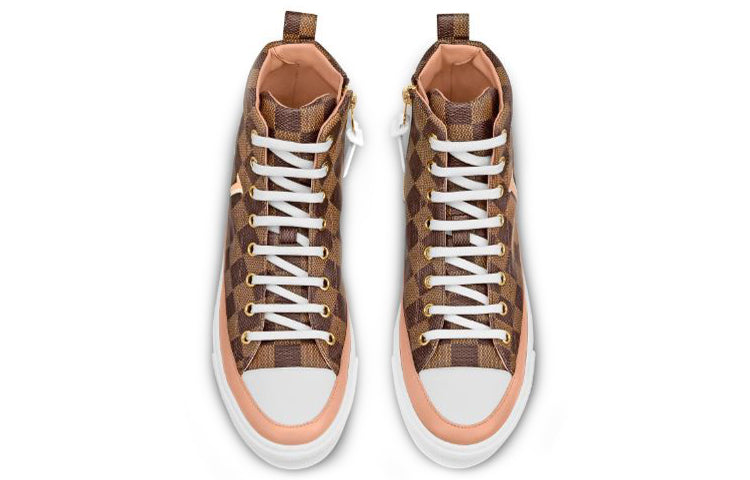(WMNS) LOUIS VUITTON LV Stellar Damier High-Top Sports Shoes Brown 1A5NAD