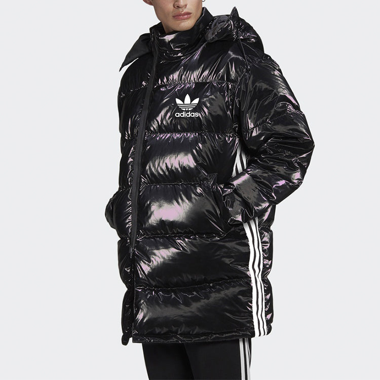 adidas originals Thicken Windproof hooded mid-length Sports Down Jacket Black GJ6732