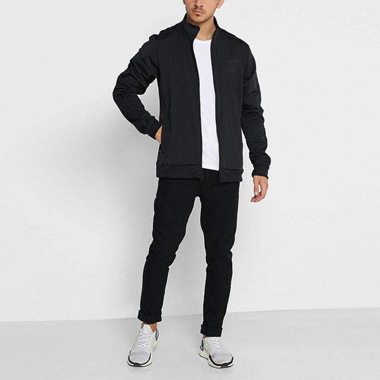 adidas Solid Color Stripe Casual Zipper Jacket Asia Edition Black DU0447