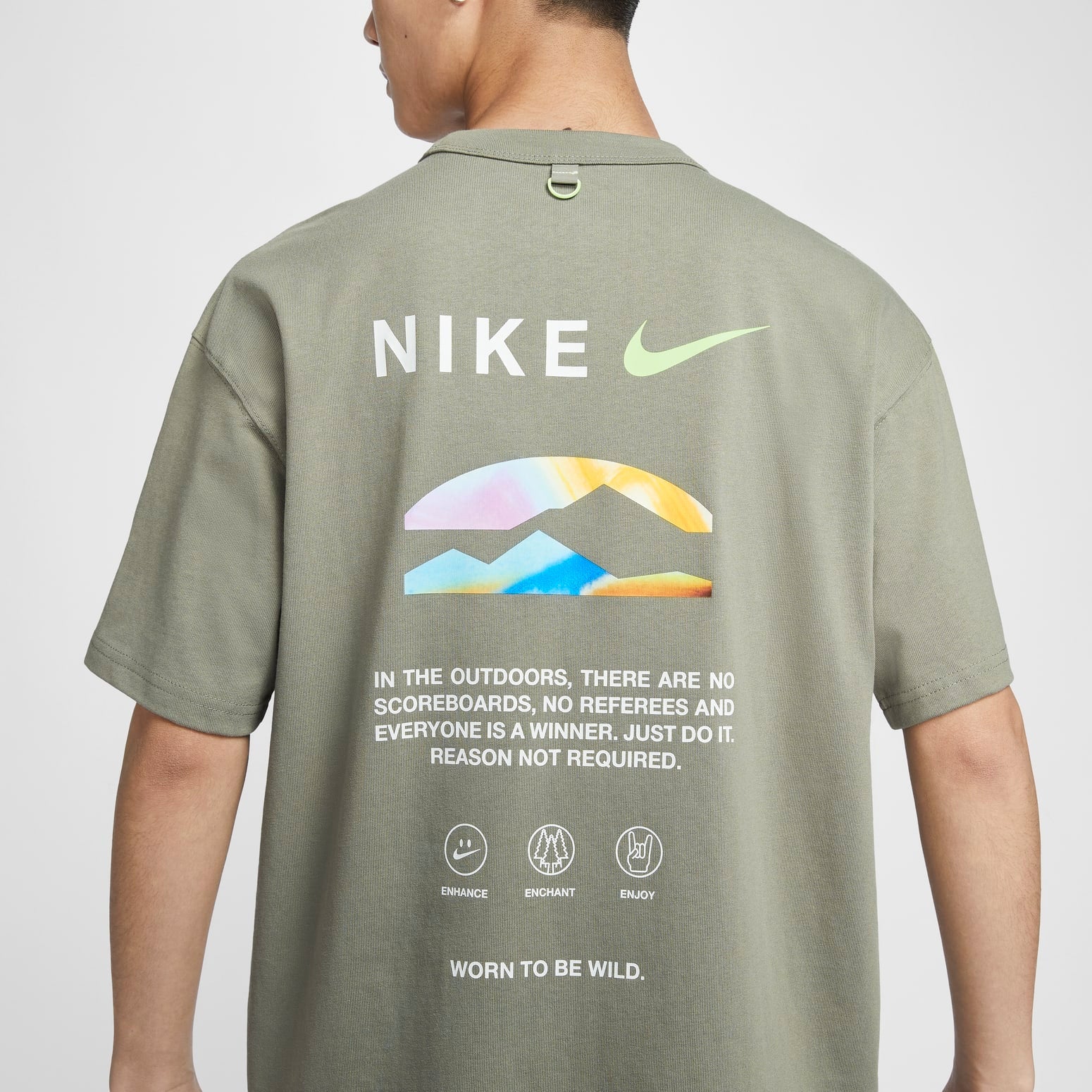Nike Graphic Print Sports T-Shirt 'Olive Green' HF6172-053