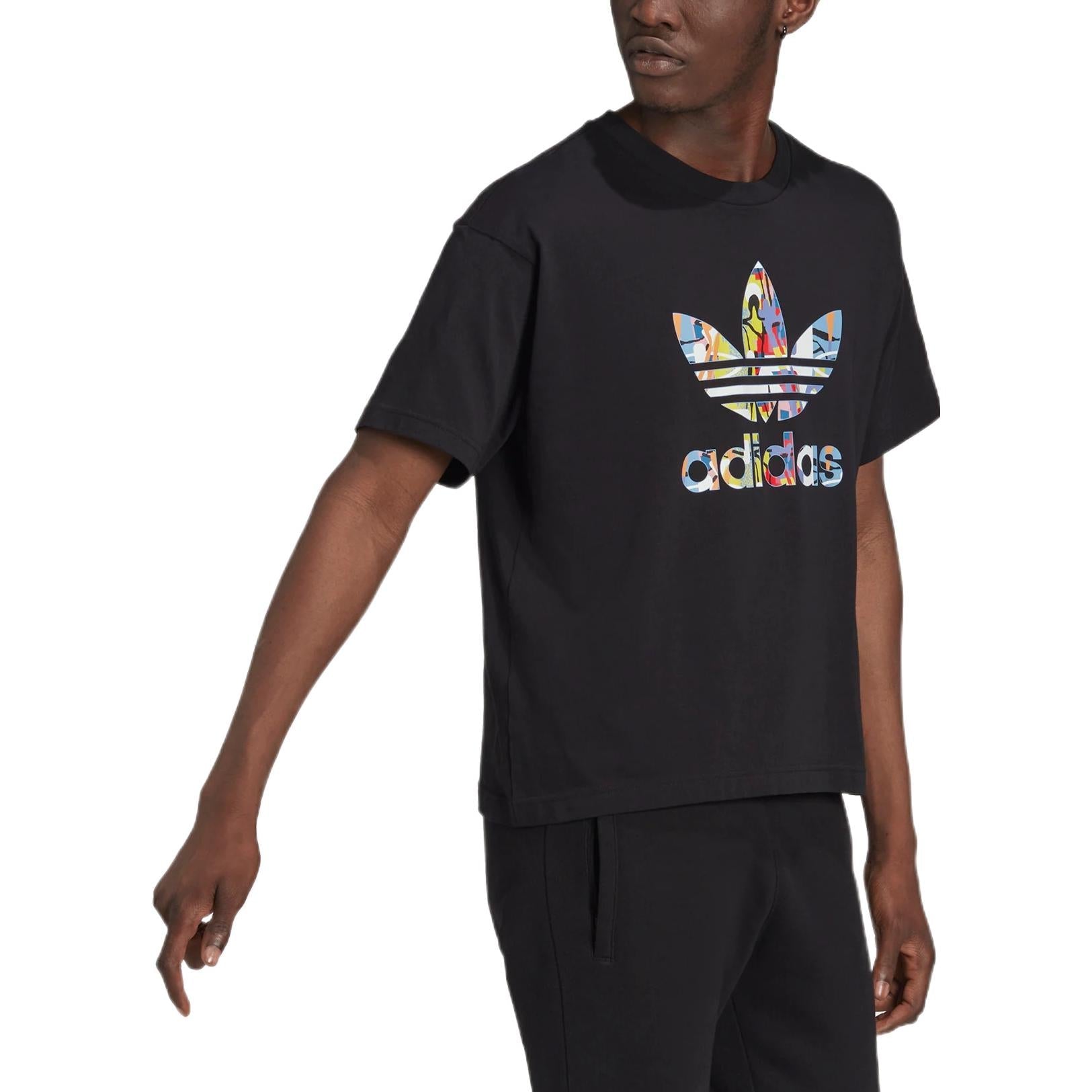 (WMNS) adidas originals Love Unites Tre Casual Breathable Fabric Multi-Color Logo Sport Short Sleeve Black HE2520
