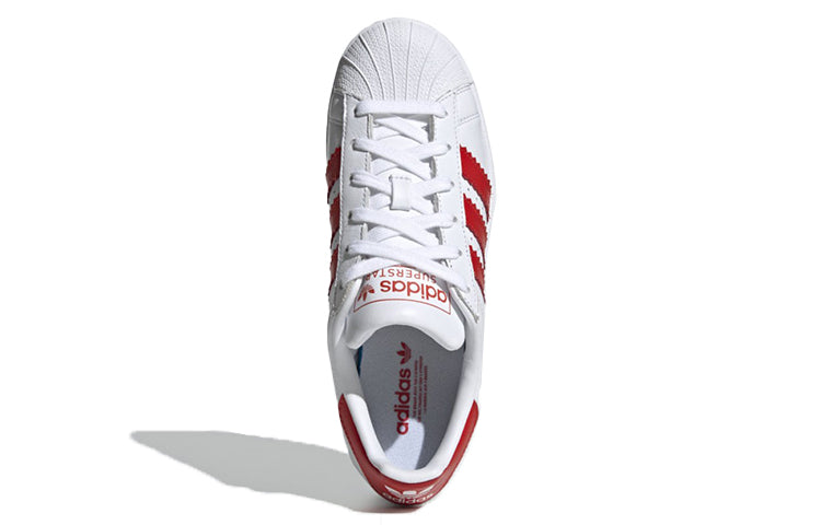 (WMNS) adidas originals Superstar Fat Stripes 'White Red' EE4024