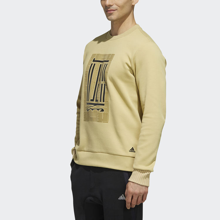 adidas Wj Crew Logo Series Printing Sports Round Neck Pullover Yellow FJ0200