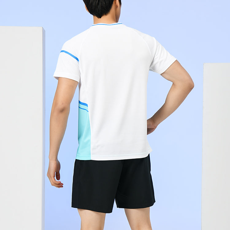 Li-Ning Badminton Series Colorblock Breathable Training Sports Short Sleeve Couple Style White AAYS053-1