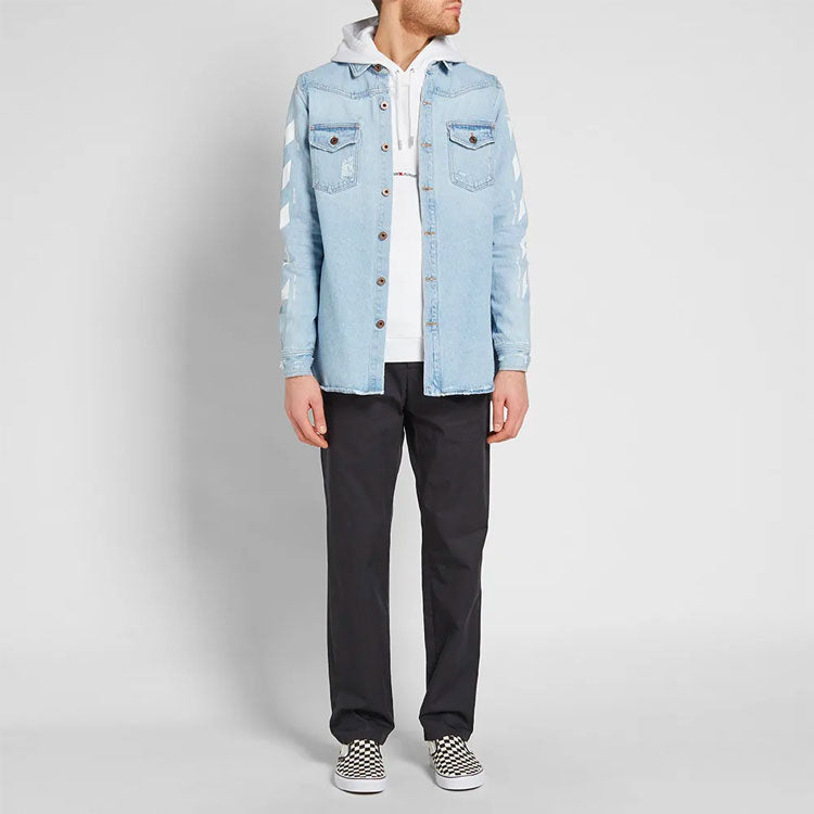 Off-White Temperature C/O Virgil Abloh Men's Temperature Denim Shirt Light Blue OMYD001S183860237101