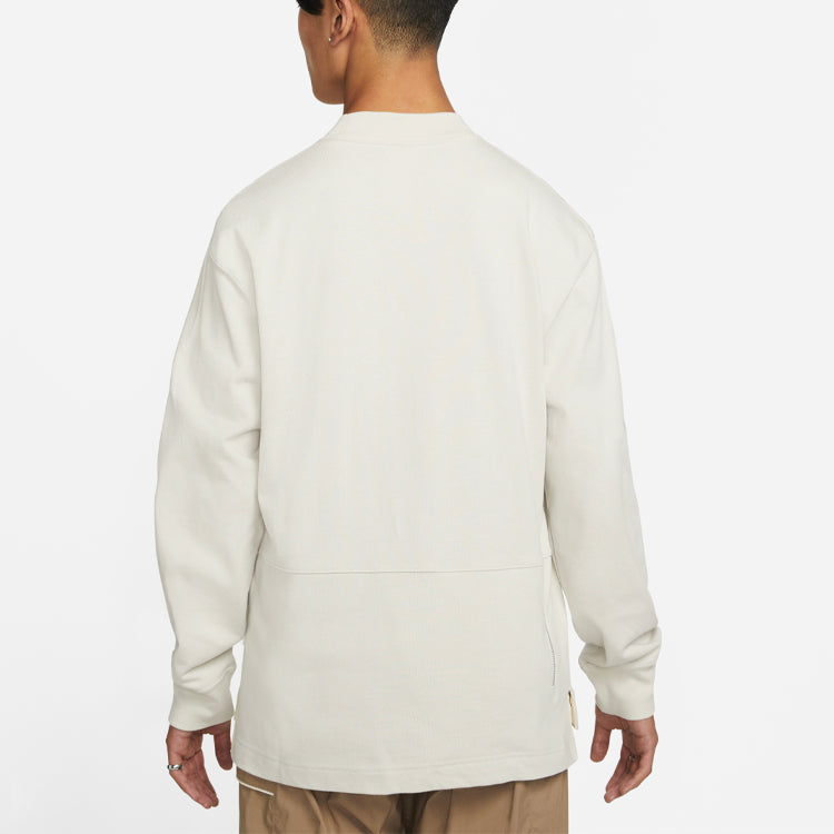 Men's Nike Logo Pattern Loose Round Neck Long Sleeves Autumn Beige T-Shirt DD7029-072