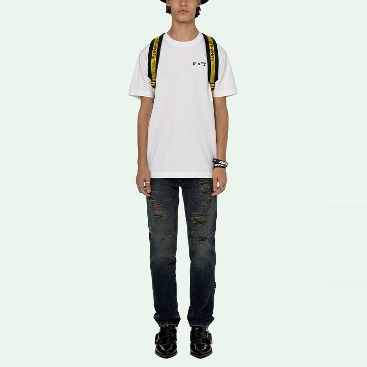 Off-White SS21 Logo Round Neck Short Sleeve White OMAA027R21JER0010110