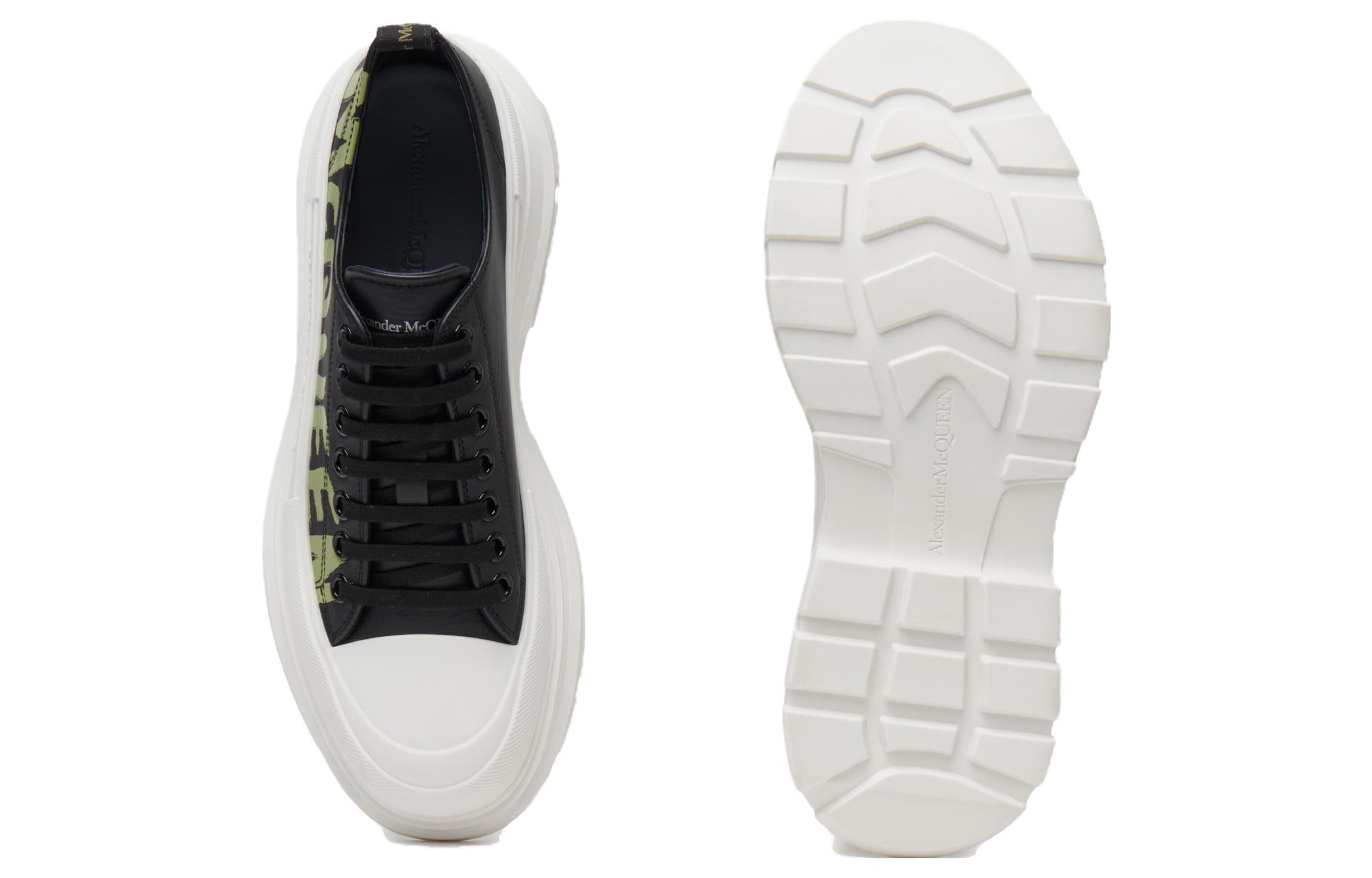 Alexander McQueen Tread Slick Graffiti Sneakers 'Black White' 777961WIAT61680