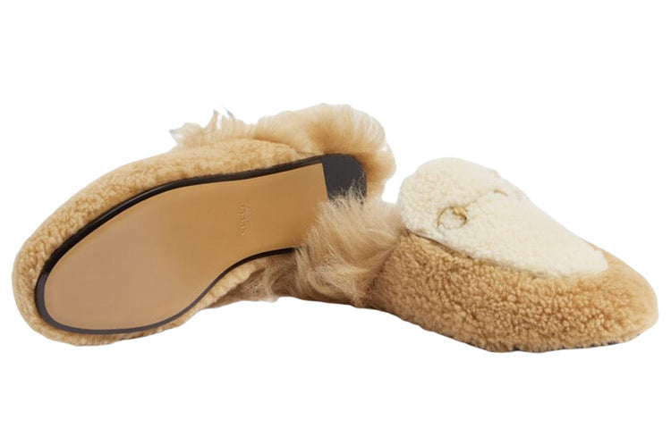 (WMNS) Gucci Horsebit Shearling Slippers 'Beige' 722964-FAAY3-2641