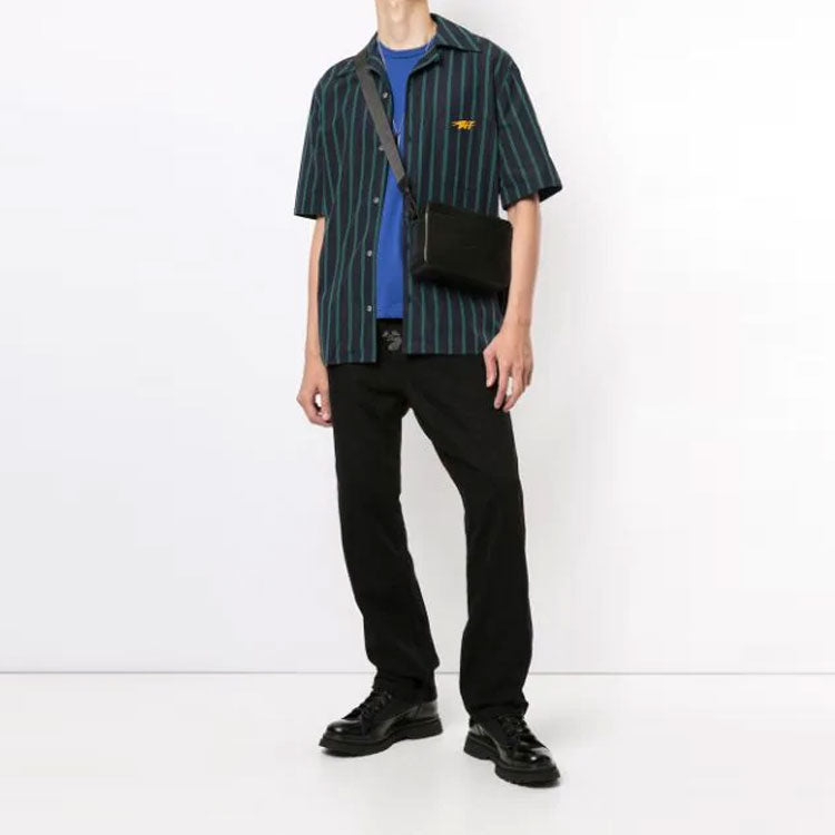 Off-White Mens FW20 Holiday Cuban Collar Short Sleeve Stripe Shirt OMGA130E20FAB0014557